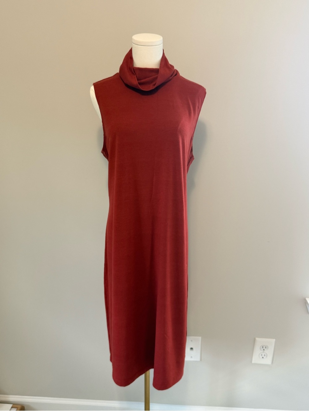 Old Navy Sleeveless Cowl Neck Midi Dress in Rust